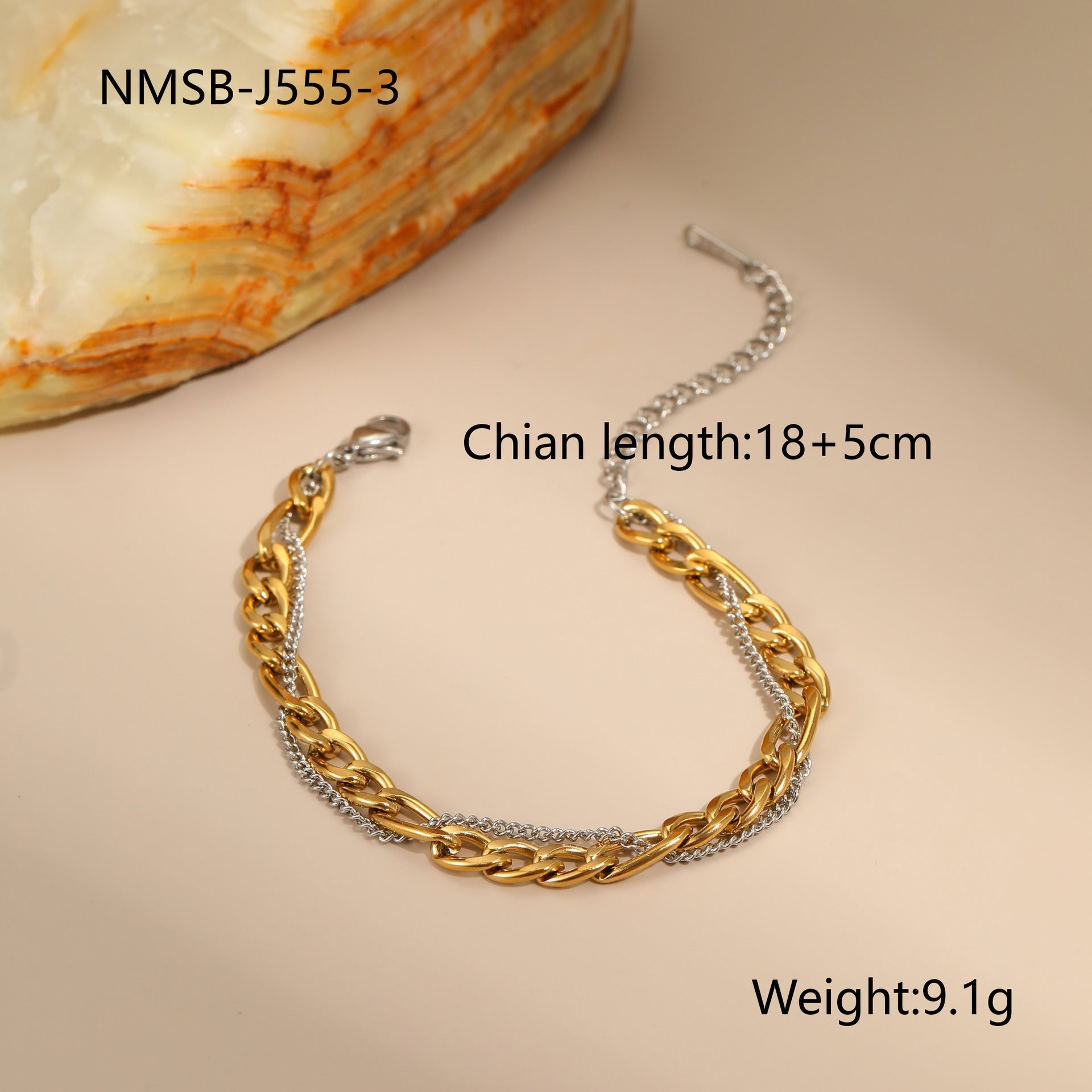 Gold Silver Color Matching Chain Design Stainless Steel Earrings Necklace Titanium Steel Bracelet Ornament