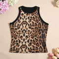 Sequin Leopard Print Women Vest Sexy Cropped Cropped Outfit Color Matching Sleeveless Top Women