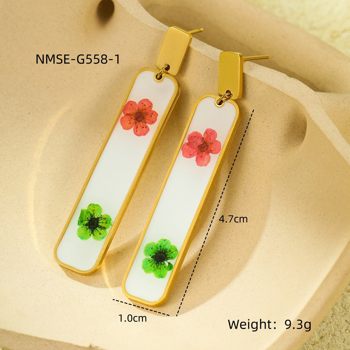 Heart Water Drops Geometric Abstract Dried Floral Drop Oil Eardrops Stud Earrings Earrings Titanium Steel Ornament