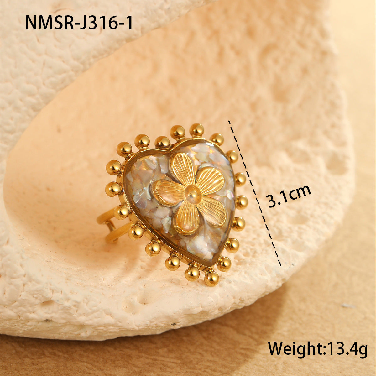 Elegant French Advanced Oil Dripping Titanium Steel Ring Stainless Steel 18K Gold Love Floral Bracelet