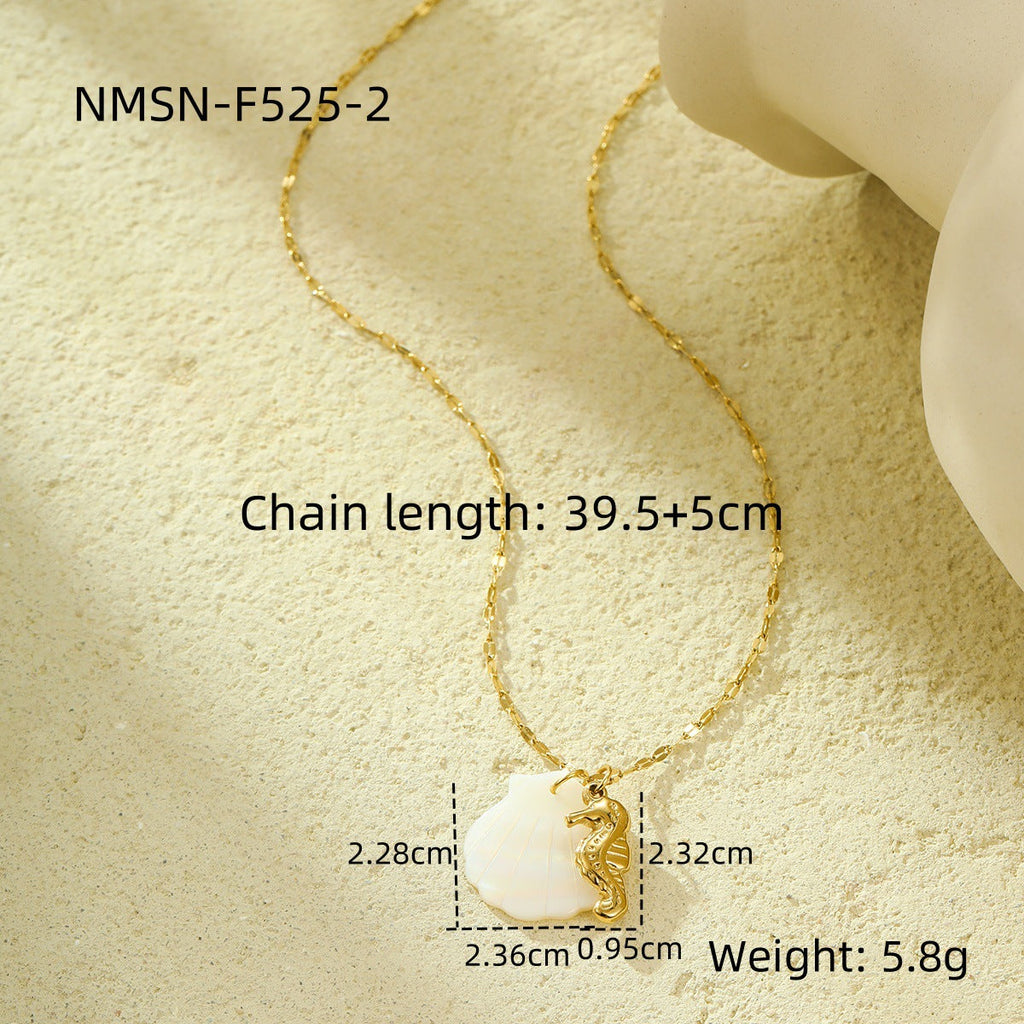 Niche Design Shell Beach Ocean Series Embellished Necklace Starfish Dolphin Clavicle Chain