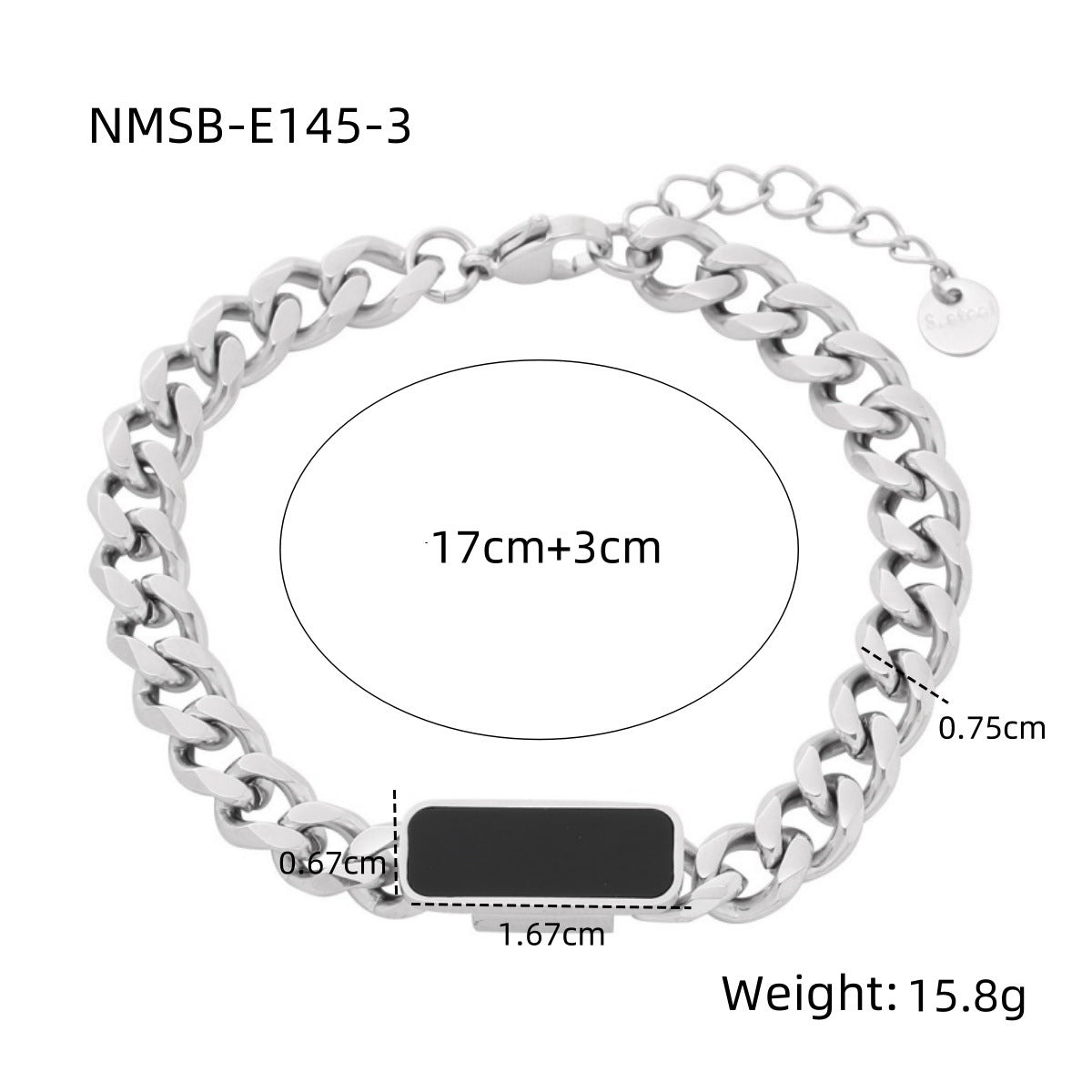 Arrival Light Luxury High Grade Square Black White Fritillary Titanium Steel Bracelet 18K Metal Good Texture Personality Design