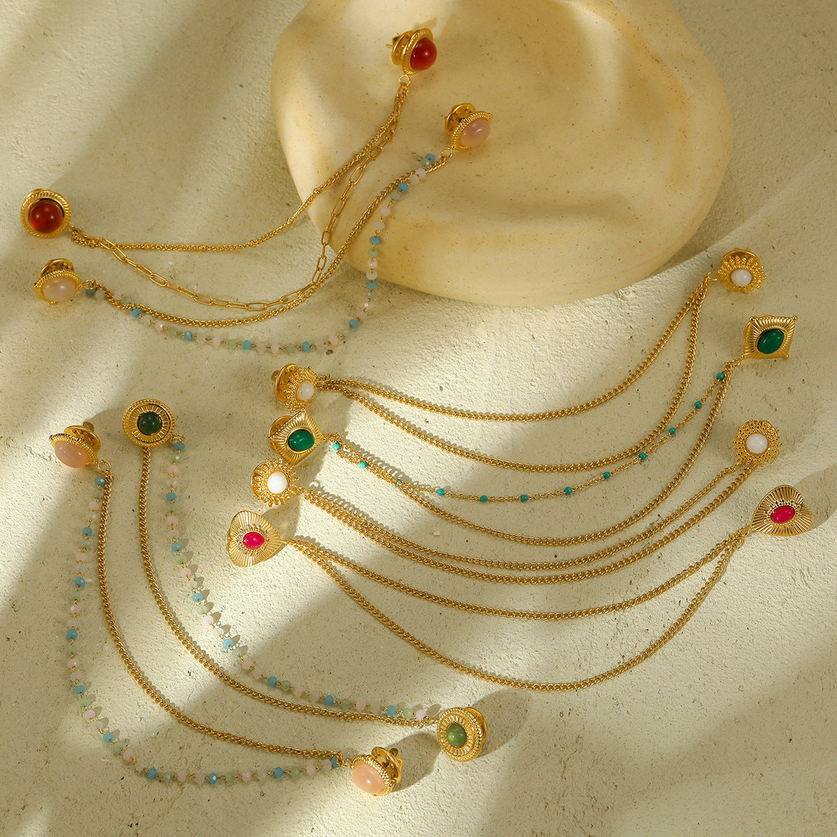 Arrival Natural Stone Stainless Steel Collar Pin Fashionable High Grade Shirt Neckline Non Fading Titanium Steel Ornament