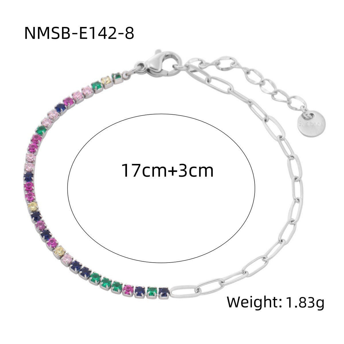 Arrival Rainbow Color Fine Diamond Titanium Steel Bracelets Women Exquisite Small Qiaoyi Row Full Diamond Stainless Steel Jewelry
