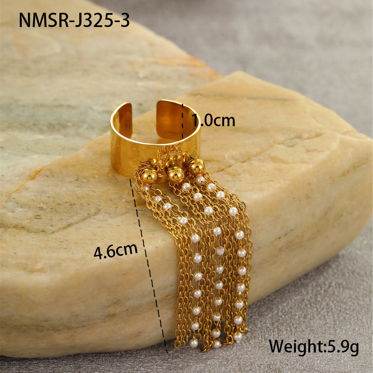 Exaggerated Tassel Titanium Steel Ring Non Fading Gold Silver Color Matching Personality Niche Hand Jewelry