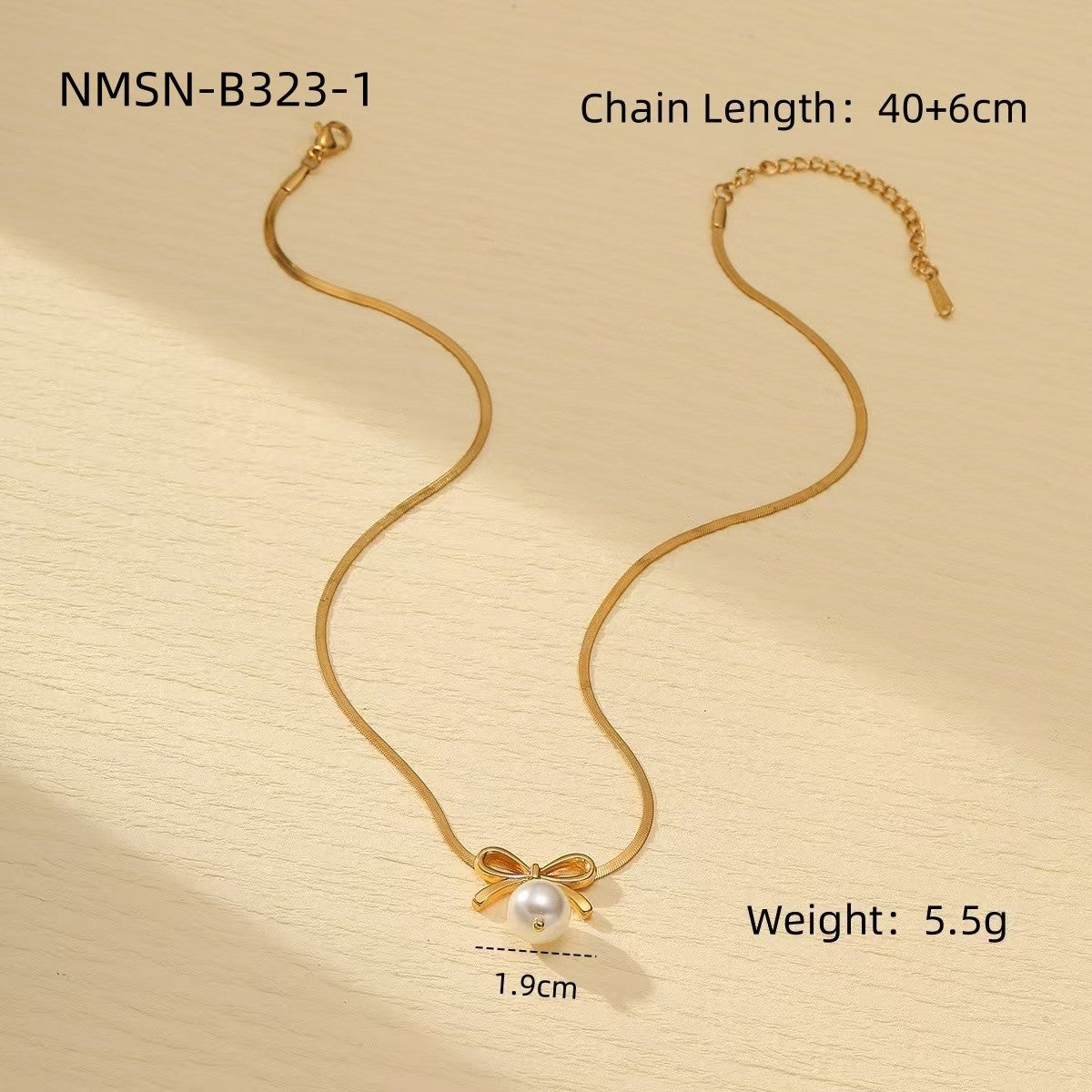 Fashionable Simple Elegant Titanium Steel Pearl Bow Necklace Women Arrival High Grade Stainless Steel Embellished