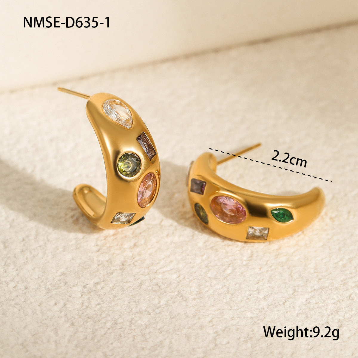 Nimai Exaggerated Inlaid Color Zircon Vintage Circle Earrings Earrings Stainless Steel Earrings