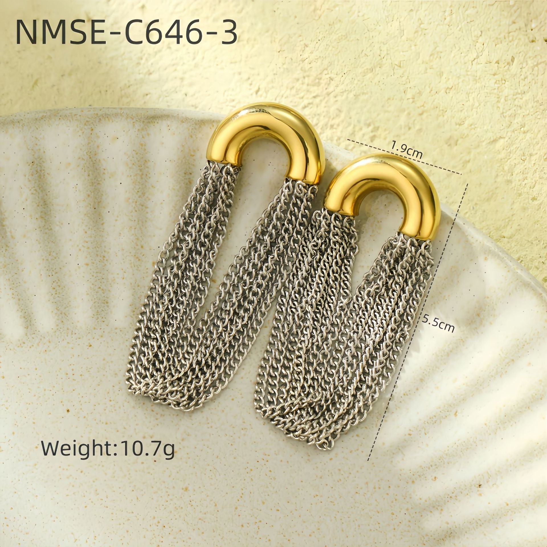 Simple Curved Chain Elegant Long Tassel Stainless Steel Studs C Type Design High-Grade Exquisite Titanium Steel Earrings