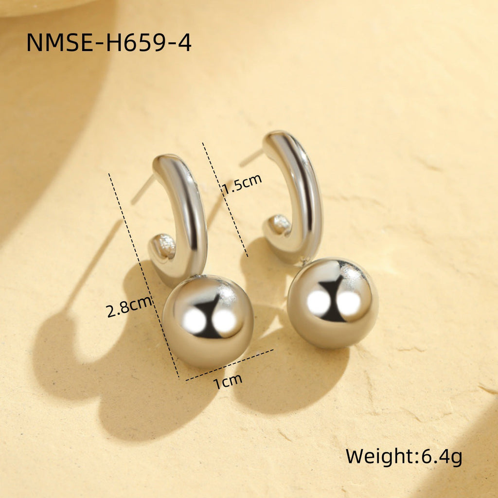 Minimal Art Niche Normcore Bag Earrings Women Fashionable Personalized High Grade Earrings Stainless Steel Earrings