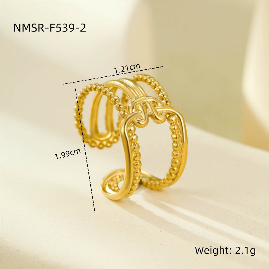 Stainless Steel Open Ring Multi Layer Geometric Abstract Hollow Out Cutout All Match Earrings Accessories