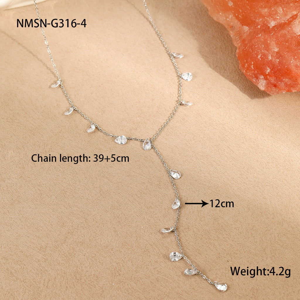 Tassel Y Chain Stainless Steel Necklace 18K Gold Plating Titanium Steel Necklace