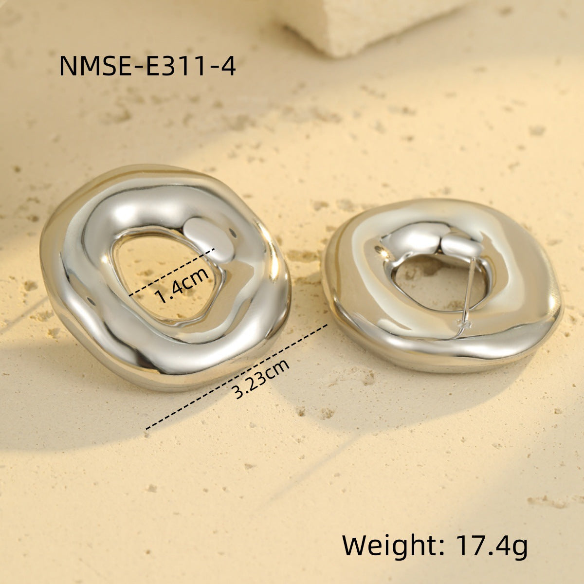 Hollow Out Cutout Irregular Asymmetric Hollow Out Cutout round Stainless Steel Studs 18K Gold Women Titanium Steel Earrings Earrings