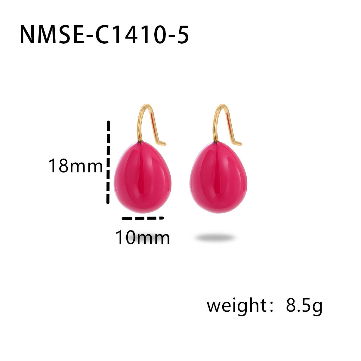 Summer Colorful Oil Necklace Titanium Steel Earrings Simple Design Light Luxury High Grade Sense Summer Water Drop Eardrops Non Fading