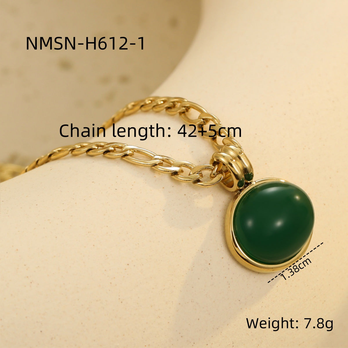 Retro Easy Matching Geometric Abstract Green Zircon Series 18K Gold Stainless Steel Necklace Women High Grade Clavicle Chain