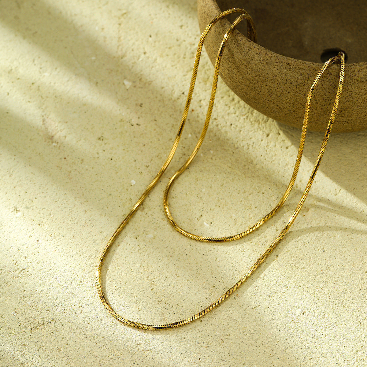 Niche Design Long Twin Titanium Steel Necklace 18K Gold Light Luxury All Match Embellished for Women