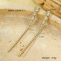 Niche High Grade Stainless Steel Earrings Zircon Tassel Temperamental Personality 18K Gold Titanium Steel Earrings