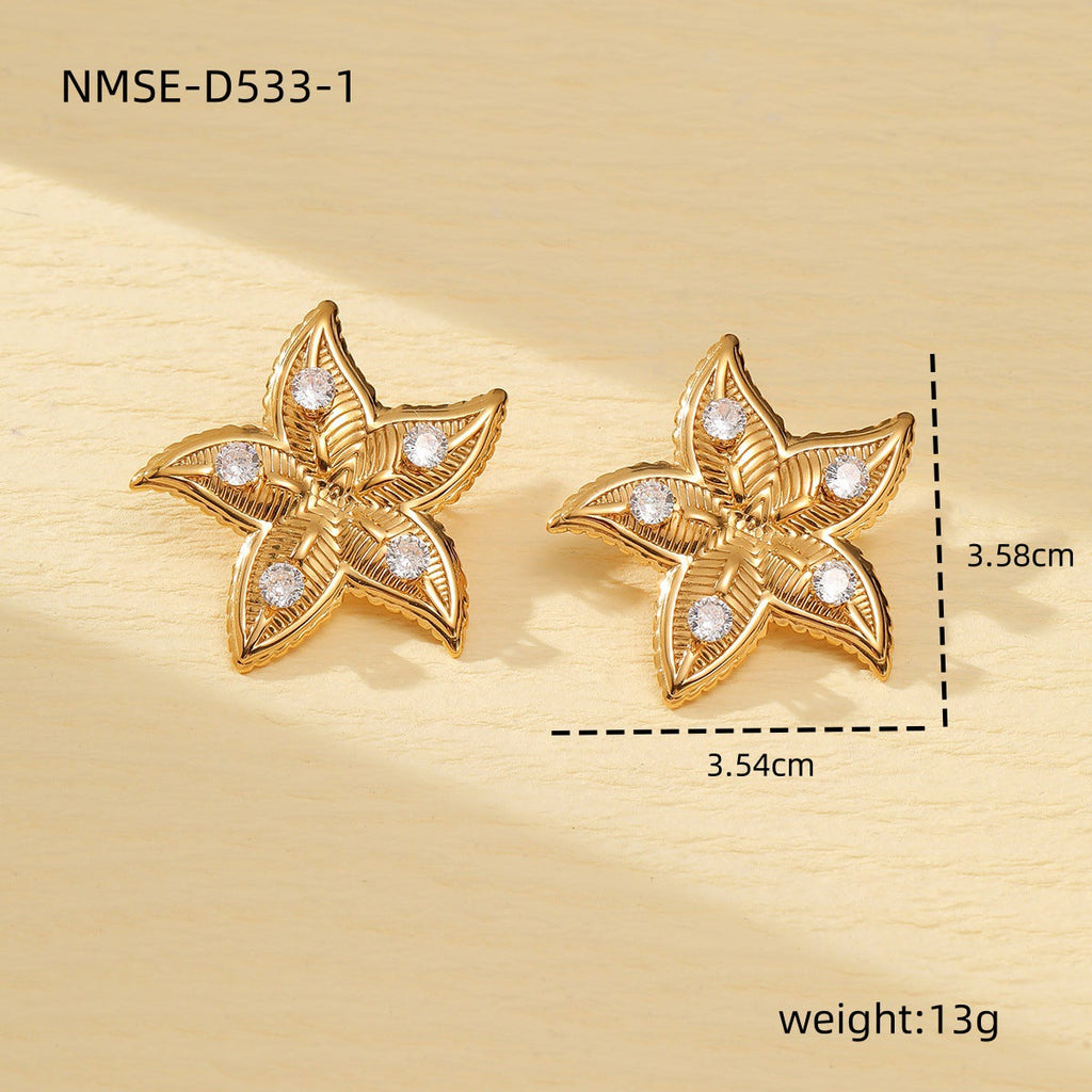 Arrival Marine Elements Starfish Titanium Steel Earrings Fashionable All Match High Grade Non Fading Love Heart Shaped Ring