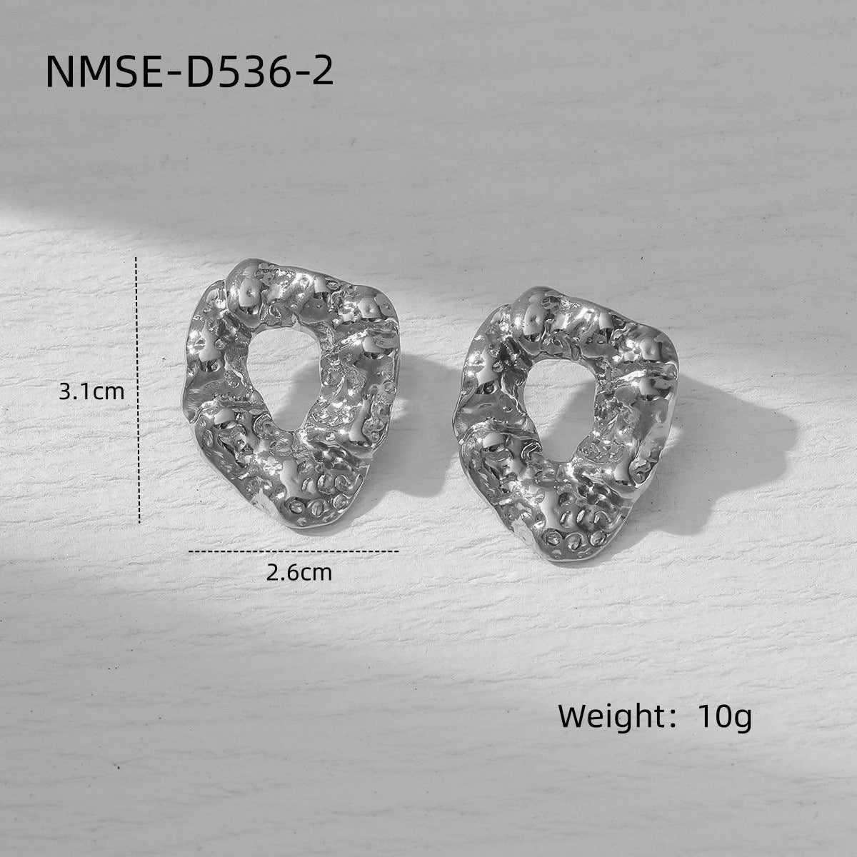 Niche Design Frosted Karst Pleated Irregular Asymmetric Titanium Steel Earrings Women Light Luxury Cold Geometric Abstract Shape Earrings