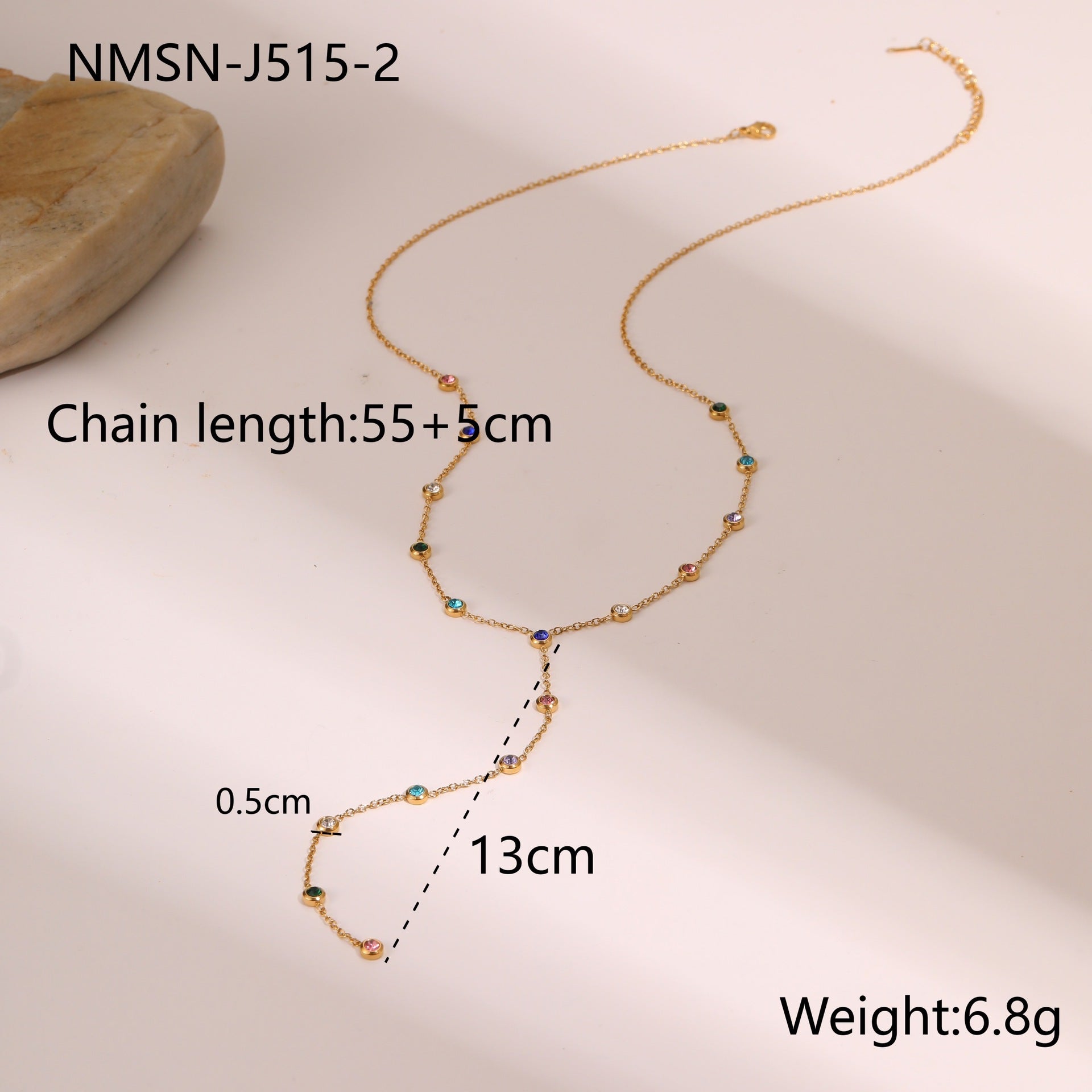 Long Fringed Zircon Necklace Stainless Steel Necklace Y Shaped Chain High Sense Necklace