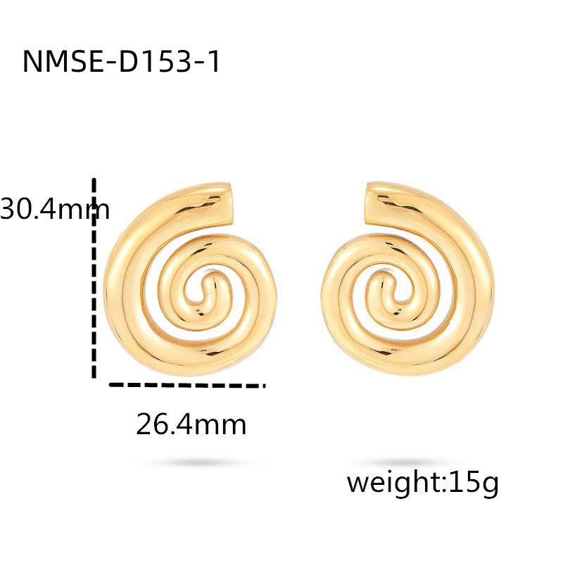 Spiral Titanium Steel Earrings Women Creative Personality Gold Stainless Steel Studs Earrings