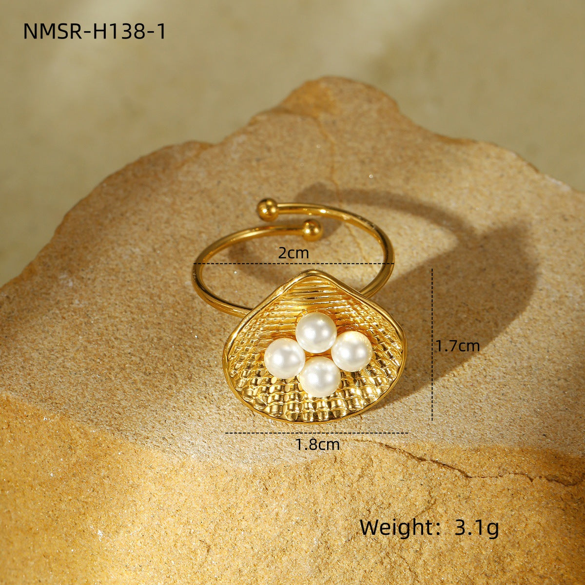 Natural Stone Design Open Stainless Steel Ring Pearl High Grade Titanium Steel Bracelet