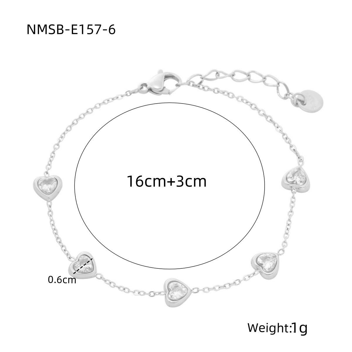 Loving Heart Zircon Stainless Steel Bracelet Special Interest Design Light Luxury All Match High Grade Women Bracelet