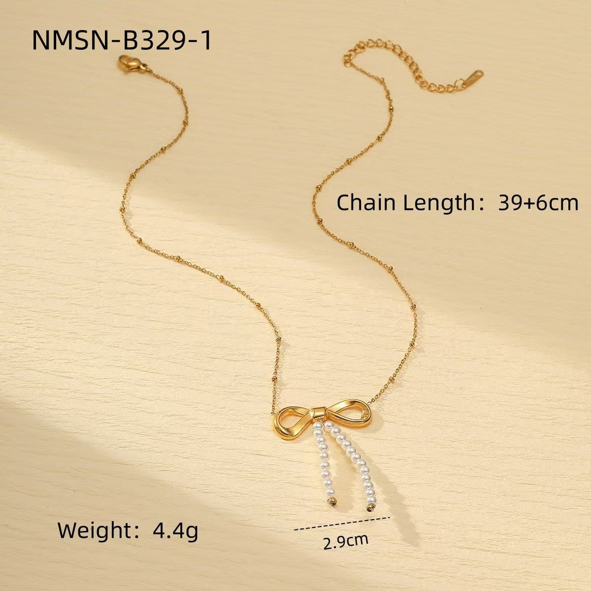 Fashionable Simple Elegant Titanium Steel Pearl Bow Necklace Women Arrival High Grade Stainless Steel Embellished