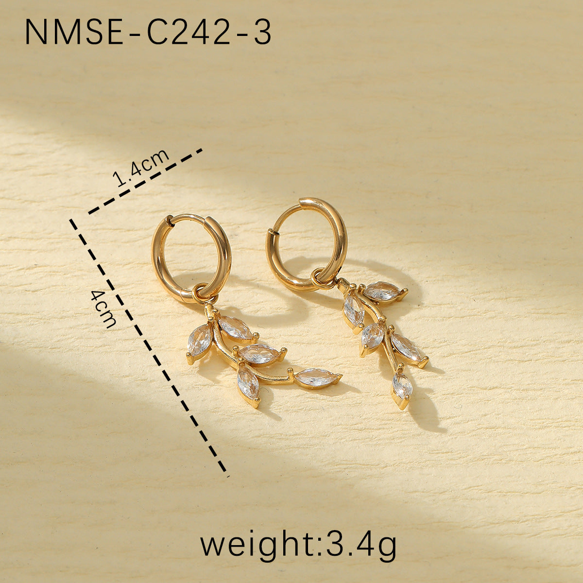 Simple Petal Leaf Zircon Titanium Steel Earrings Best Seller in Sweet High Sense Stainless Steel Studs
