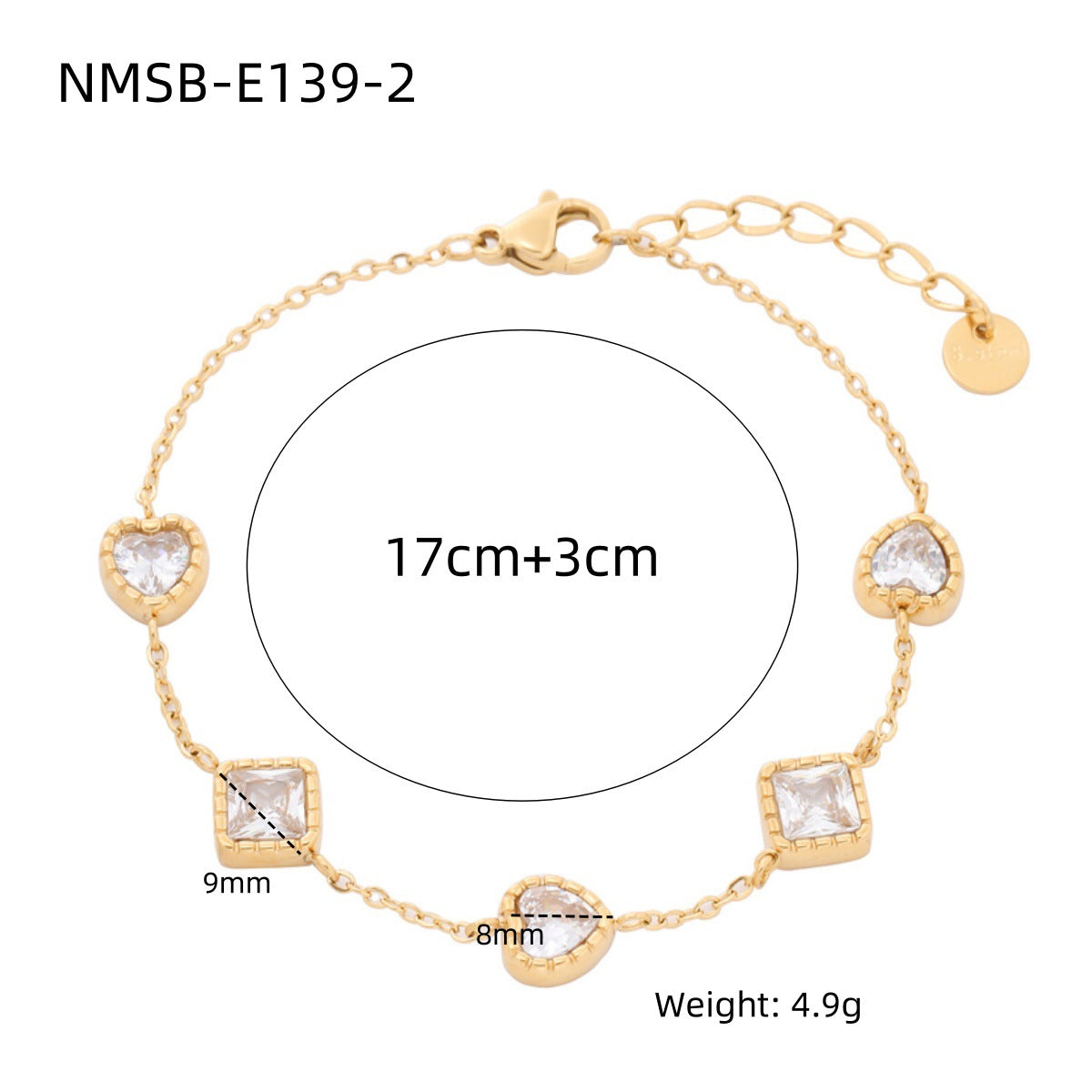 Heart Shape Diamond Titanium Steel Bracelets Women Non Fading Wild Stainless Steel Ornament