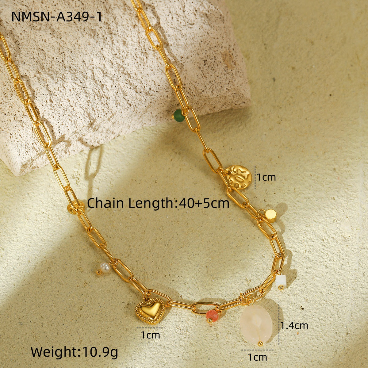 Natural Stone Beaded Pearl Stainless Steel Necklace Women Light Luxury Trendy All Match High Grade Titanium Steel Embellished