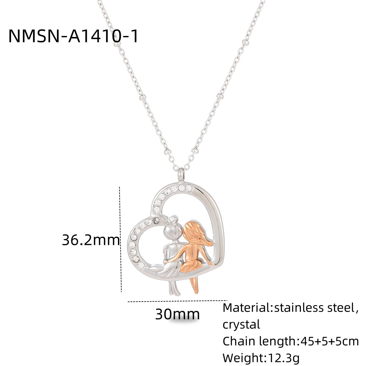 Heart Shape with Diamond Titanium Steel Necklace Women Creative Stainless Steel Embellished