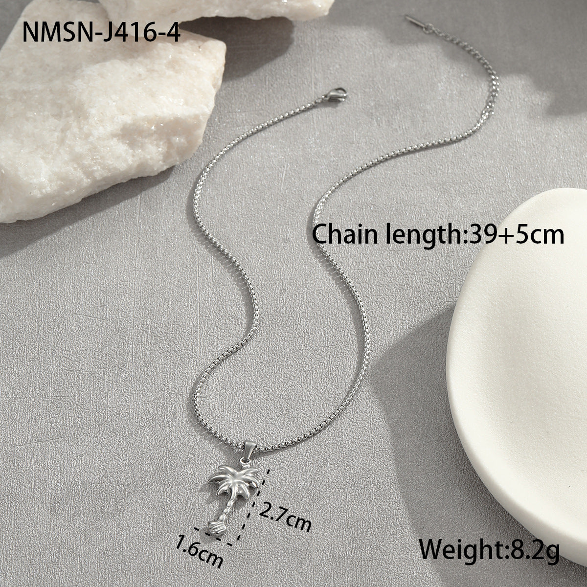 Coconut Fishtail Embellished Stainless Steel Necklace Holiday Titanium Steel Clavicle Chain 18K Gold Plating Necklace