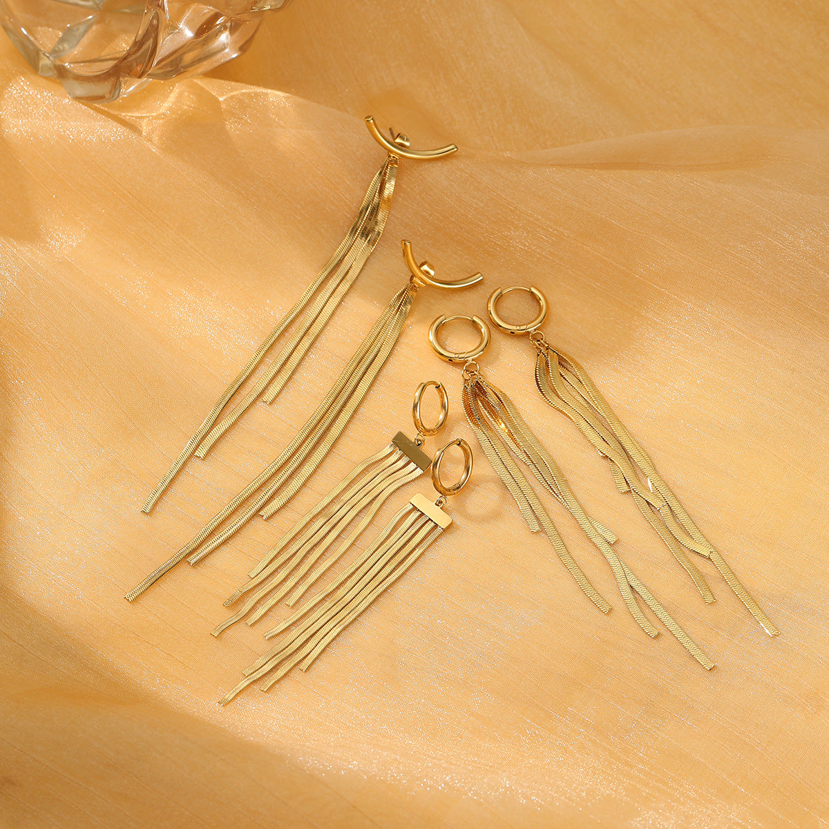 Simple Long Tassel Titanium Steel Earrings Arrival 18K Gold Light Luxury High Grade Stainless Steel Eardrop Earrings