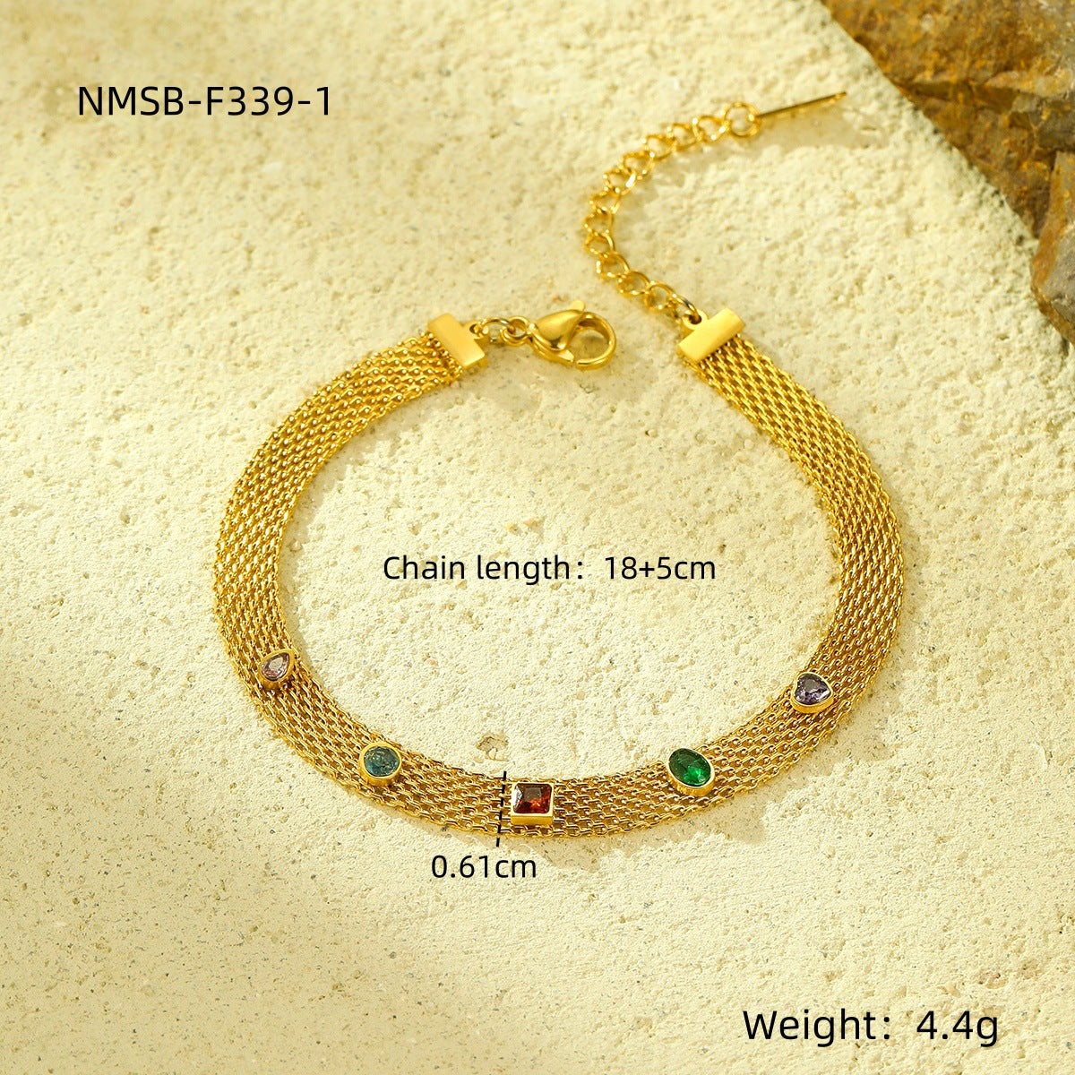 Ribbon Woven Colorful Zircon Necklace Bracelet Set Advanced Luxury Stainless Steel Necklace