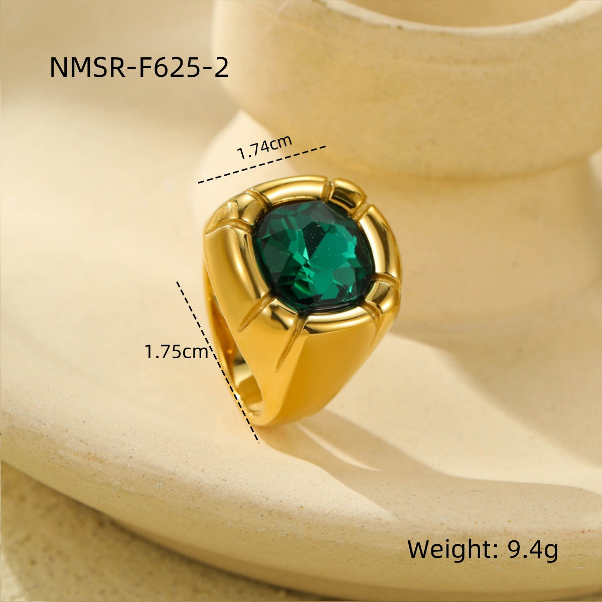 Retro Titanium Steel Ring Niche High Sense Square Zircon Stainless Steel Jewelry Women