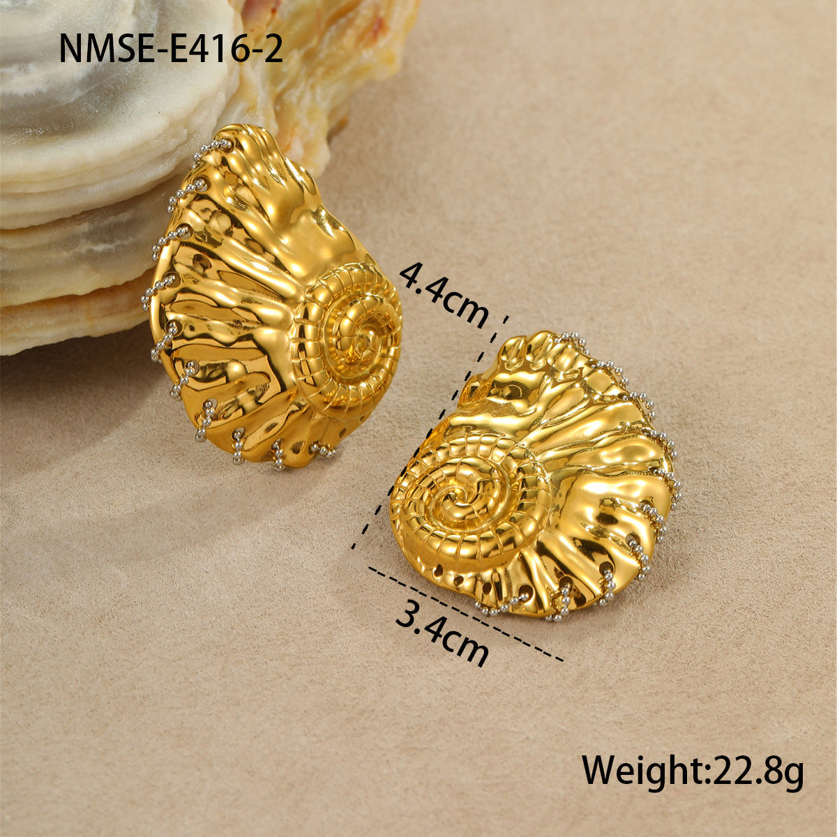 Beach Vacation Pearl Conch Stainless Steel Studs Vintage Premium Graceful Personality Titanium Steel Earrings