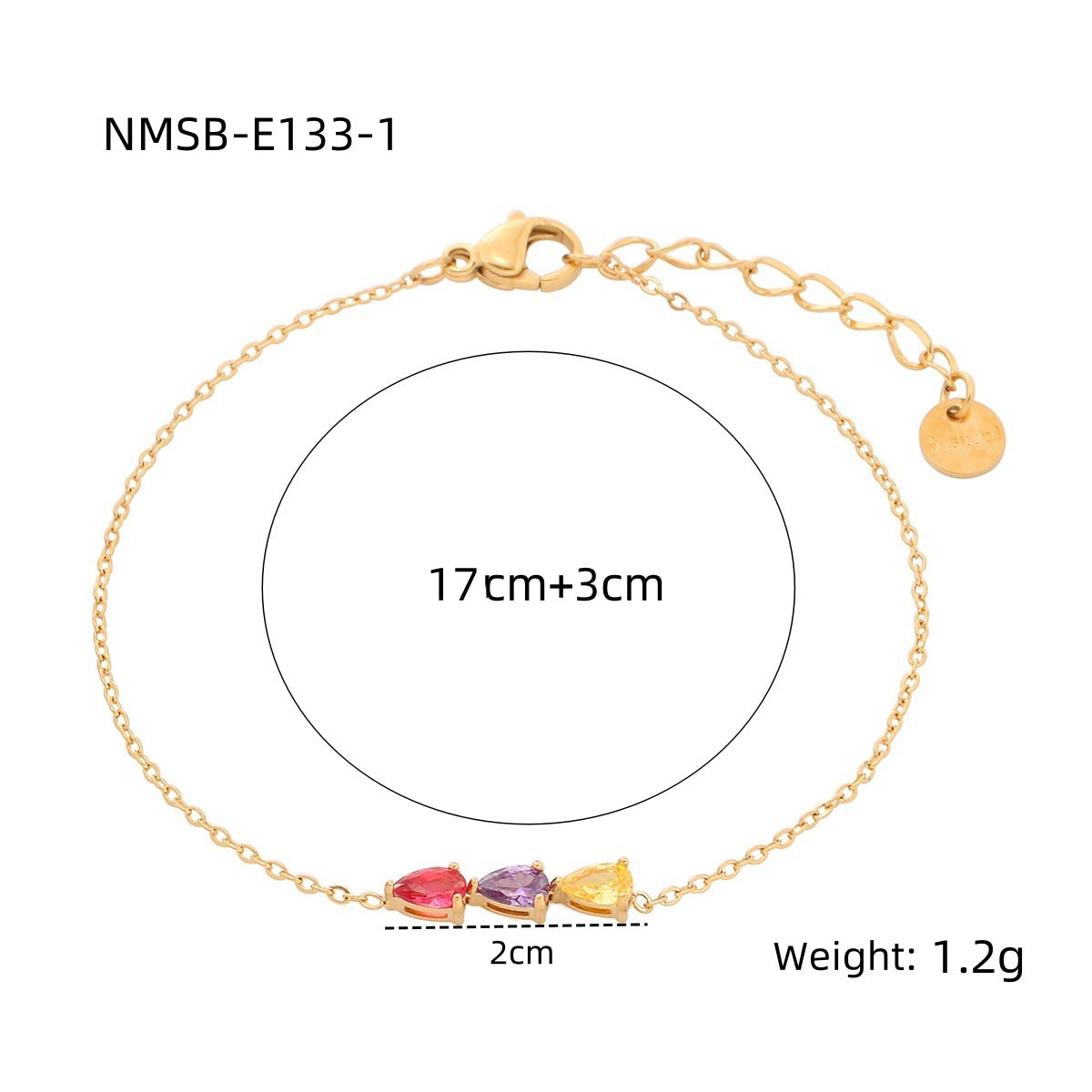 Water Drop Zircon Titanium Steel Bracelet Women Simple Colorful Crystals Personality Stainless Steel Bracelet