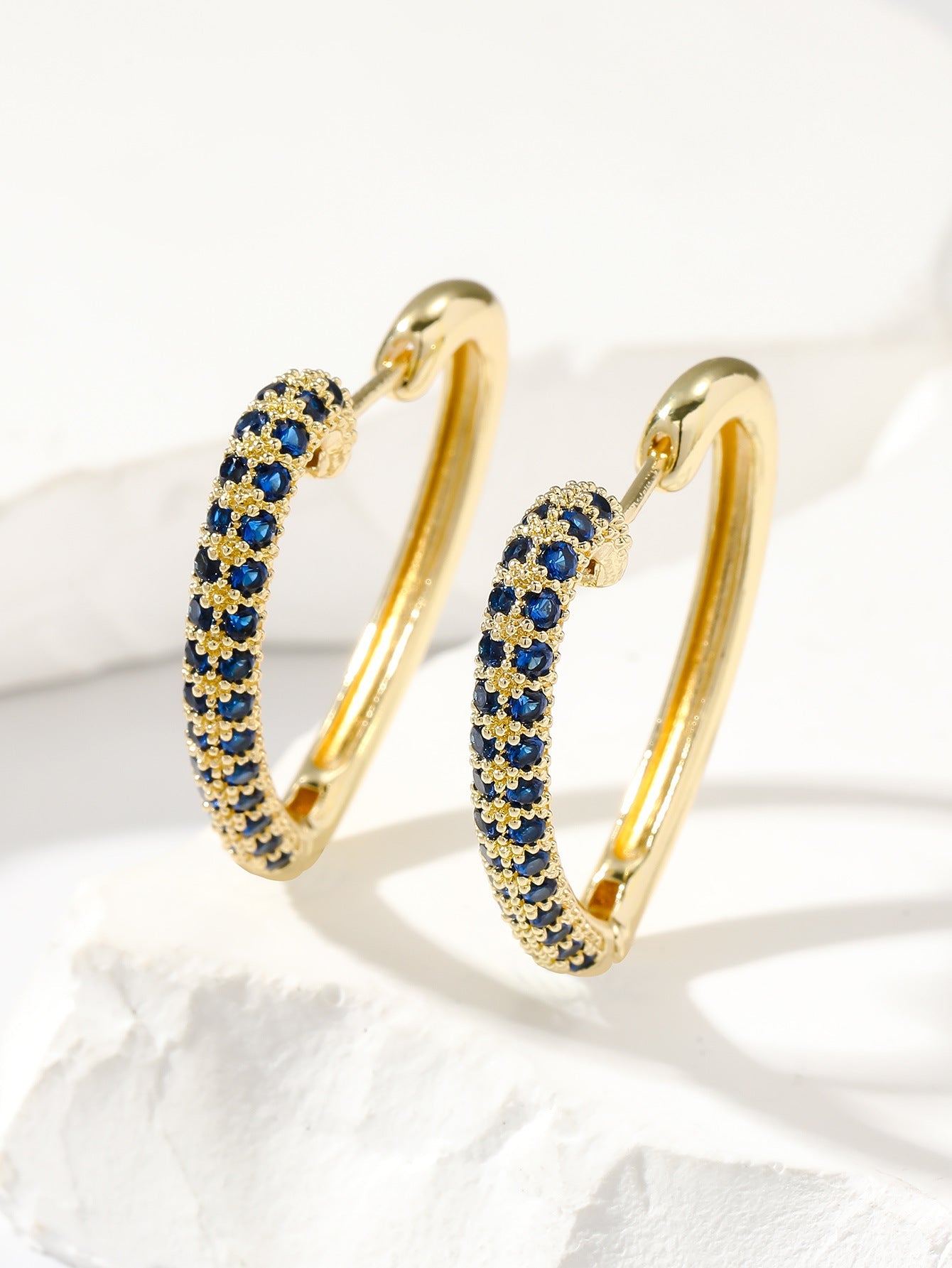 Golden Love Ear Clip Design Ear Studs Multicolor Zircon Elegant Graceful Earrings