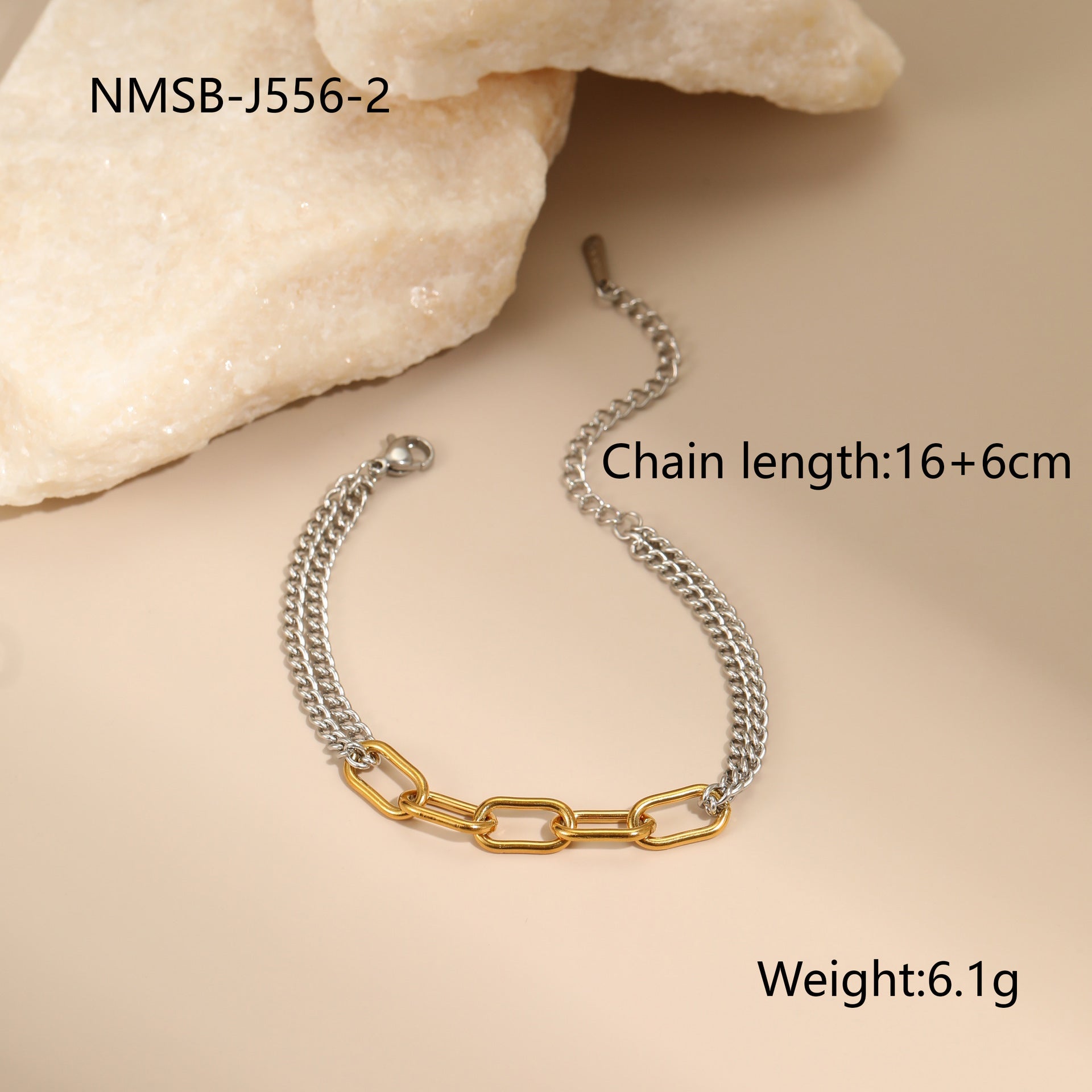 Gold Silver Color Matching Chain Design Stainless Steel Earrings Necklace Titanium Steel Bracelet Ornament