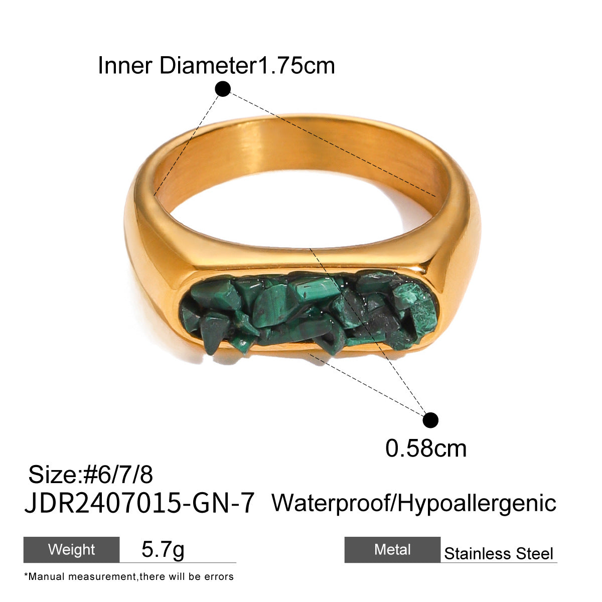 Stainless Steel Natural Stone Eye Catching Ring High Grade Ring Titanium Steel Hand Jewelry Rings