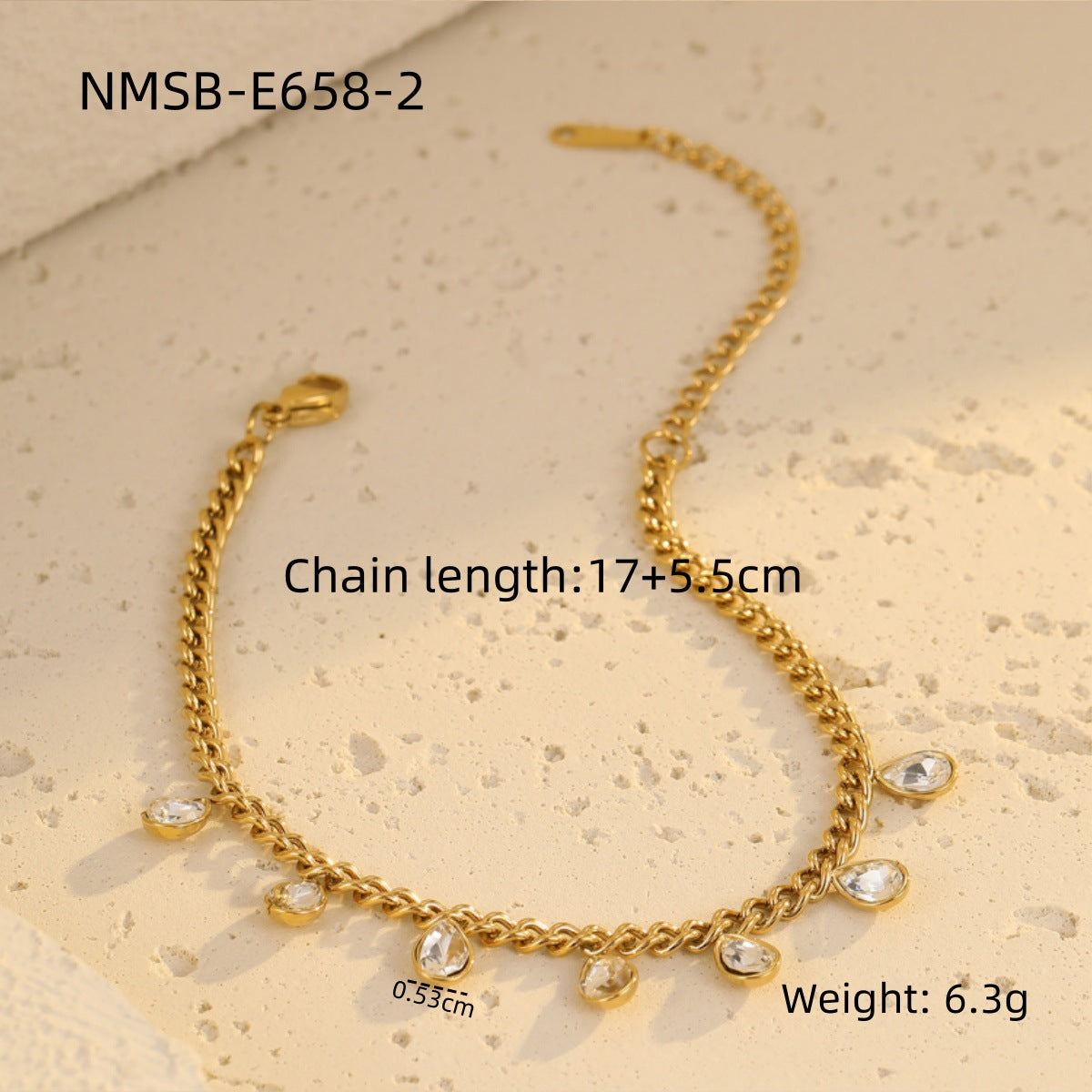 Classic All Match Stainless Steel Bracelet High Grade Colored Loving Heart Geometric Abstract Rhinestone Tassel Titanium Steel Jewelry