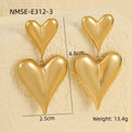 Cool Stainless Steel Hollow Out Cutout Heart Shaped Tassel Earrings 18K Gold Texture Titanium Steel Earrings Ornament