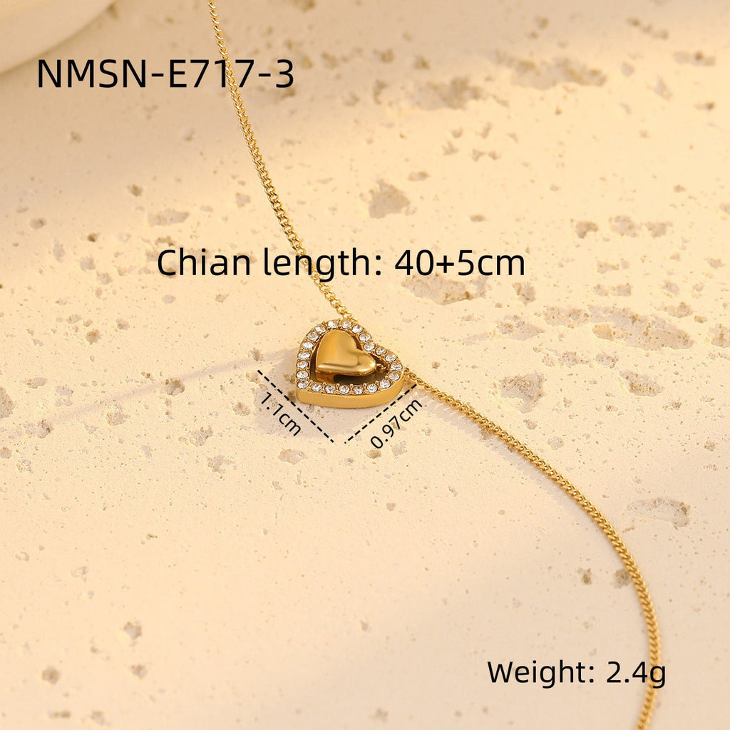 Valentine Day Love Stainless Steel Necklace Light Luxury High Grade Titanium Steel Peach Heart Clavicle Chain Sold Jewelry