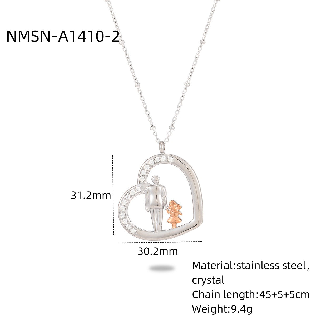 Heart Shape with Diamond Titanium Steel Necklace Women Creative Stainless Steel Embellished