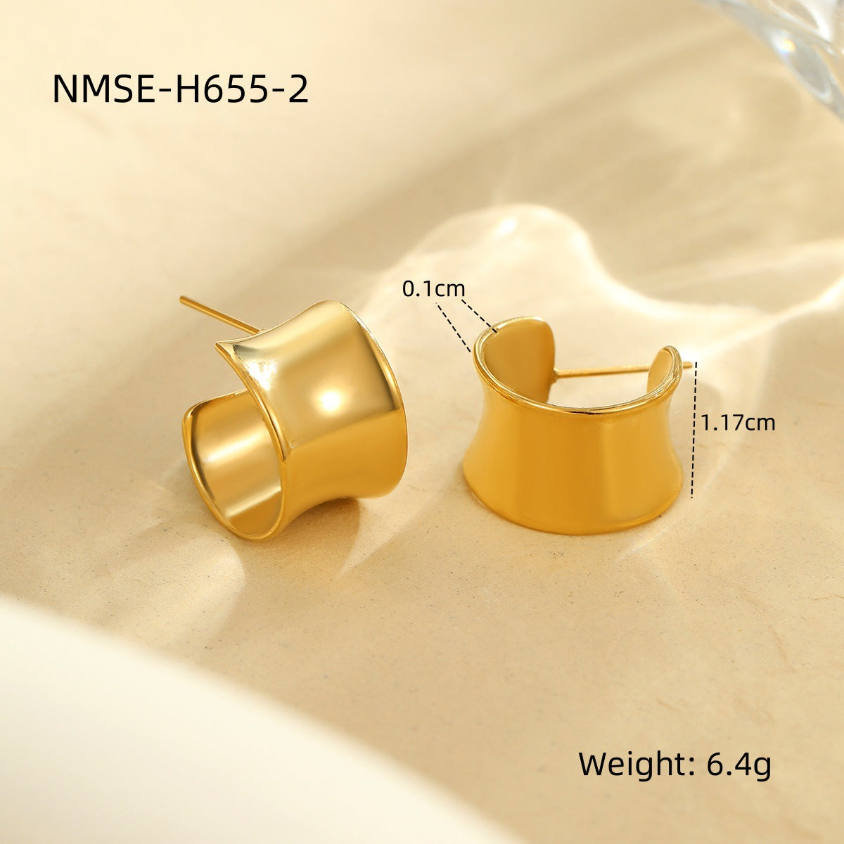 Niche Design Minimalist Wide Face Twisted C Type Irregular Asymmetric Earrings High Grade Cold Women Accessories