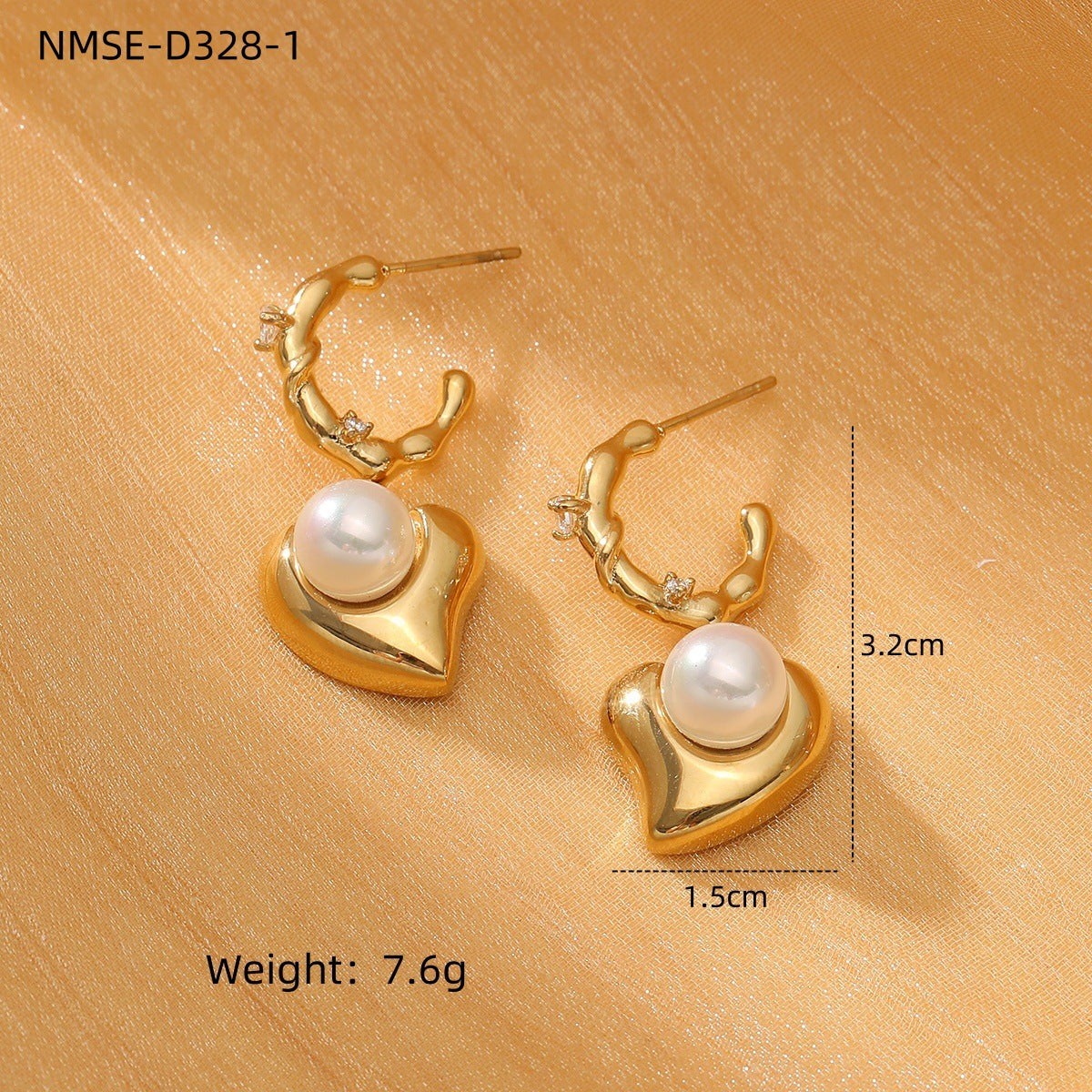 French Retro Titanium Steel Pearl Hearth Shaped Earrings Arrival Wild High Grade Stainless Steel Earrings Earrings