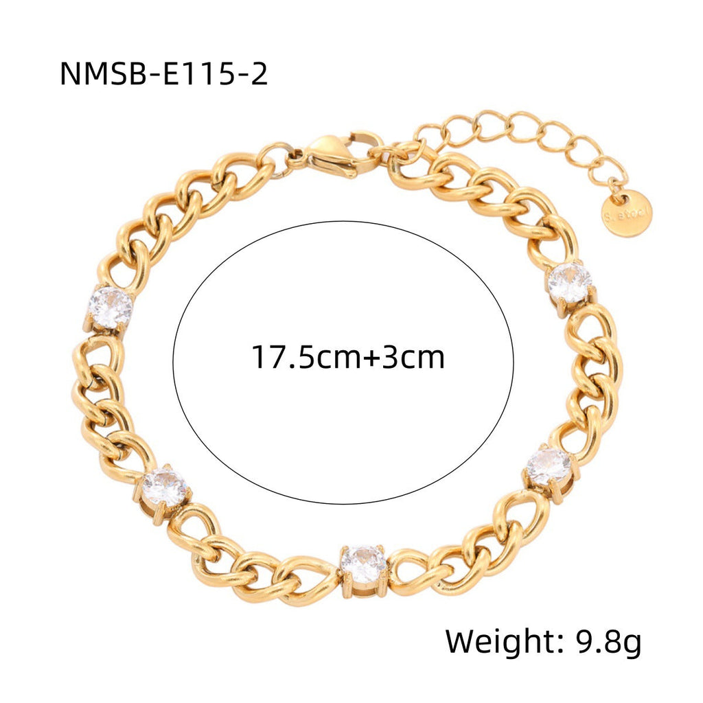 Heart Shape Diamond Titanium Steel Bracelets Women Non Fading Wild Stainless Steel Ornament