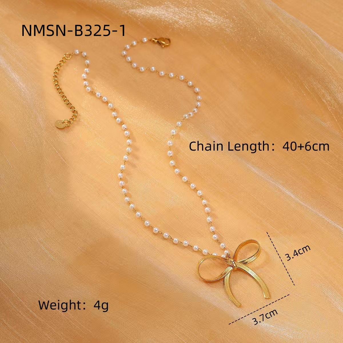 Pearl Bow Titanium Steel Necklace Women Light Luxury High Sense Stainless Steel Embellished