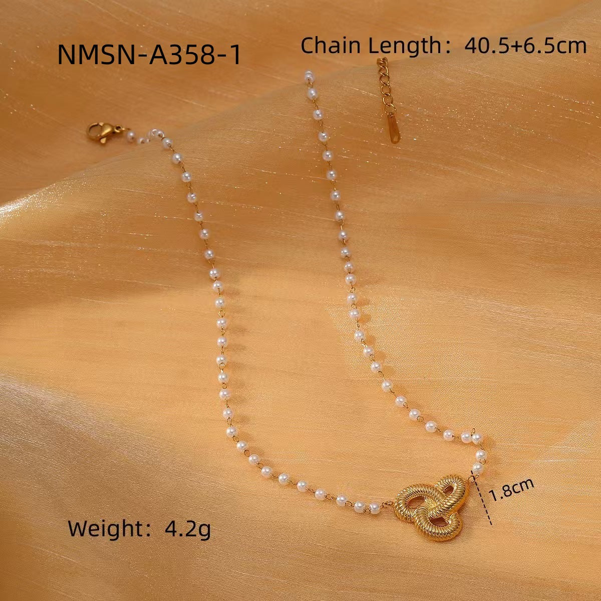 Pearl Bow Titanium Steel Necklace Women Light Luxury High Sense Stainless Steel Embellished