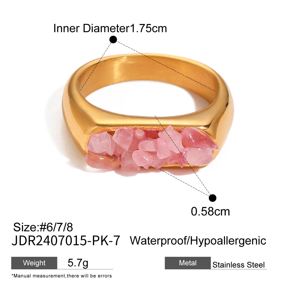 Stainless Steel Natural Stone Eye Catching Ring High Grade Ring Titanium Steel Hand Jewelry Rings